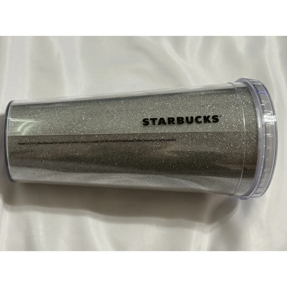 Starbucks‎ Silver Sparkle Glitter Tumbler 20oz Coffee NO Straw 2018